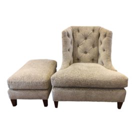 Moderne Wing Chair + Ottoman, by Baker Furniture