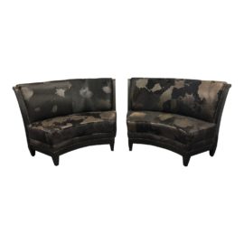 Custom Hide & Mohair Banquettes - a Pair. Original Price: $10,000