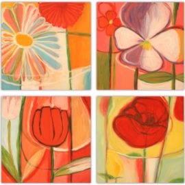 NEW "Flowers" Set of 4 by Chirawat Prampetch