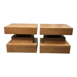 Custom Oak Cantilever Side Tables + Nightstands, a Pair