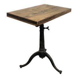 Vintage Side Table Wood Top + Metal Base