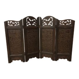 Four Panel Wood Carved Egyptian Screen