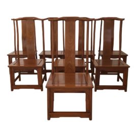 Set of Eight Chinese Offical Hat Rosewood Chairs