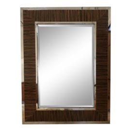 William Sonoma Fulton Zebra Wood + Chrome Wall Mirror