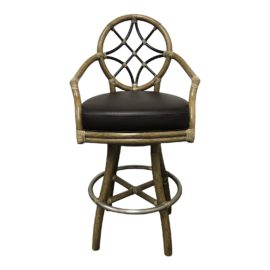 McGuire Villandry Swivel Bamboo + Leather Arm Barstool. Original Price: $2,800