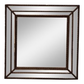 Vintage Tramp Art Square Wall Mirror