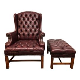 Sam Moore Tufted Wing Chair + Ottoman