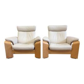 Ekornes Stressless Pegasus Large Leather Arm Chairs- a Pair. Original Price: $4,590