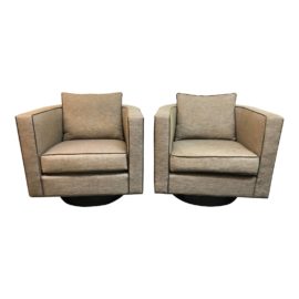 Custom Pair of Stanley Anthony Swivel Chairs. Original Price: $4,000