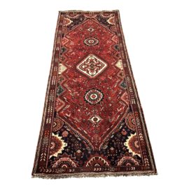 Antique Persian Qashqai Area Rug - 4′2″ × 10′9″