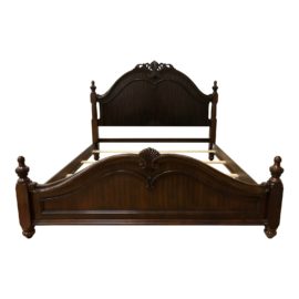 Elegant Carved Mahogany Bed, Eastern King