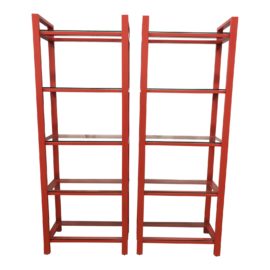 Pair of Crate & Barrel Pilsen Paprika Bookcases