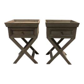 Pair of Wood Tray Top Side Tables