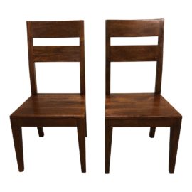 Pair of Crate & Barrel Basque Honey Wood Dining Chairs. Original Price: $400