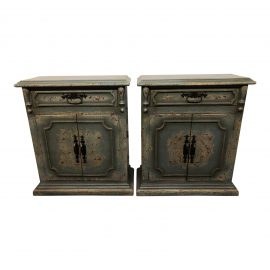 Two Door + Drawers Distressed Green Cabinet