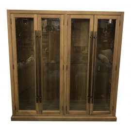 Restoration Hardware 20th C. Display English Brass Bar Pull Glass 4-Door Cabinet. Original Price: $5,525