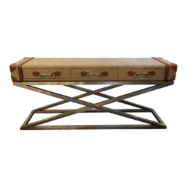 Large Luggage Style Console With Stainless Base