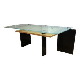 Custom Modern Frosted Glass + Wood Desk