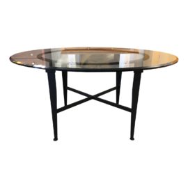 Roche Bobois Italian Dining Table, Glass + Metal