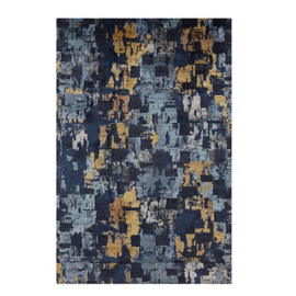 NEW Crate & Barrel Vasari Indigo Blue Abstract Rug - 6' x 9'. Original Price: $2,000