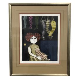 Leticia Tarrago - Cat Momento Framed Etching Signed 22/100
