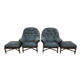 McGuire Big Boy Chair + Ottoman in Kravet Fabric- a Pair