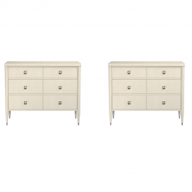 NEW Pair of William Sonoma Home Lacourte Ivory Chests. Original Price: $3,990