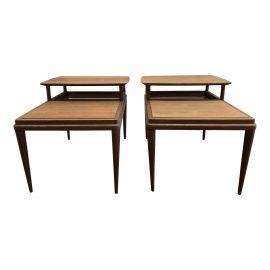 Pair of Mid-Century Walnut Step Back Side Tables