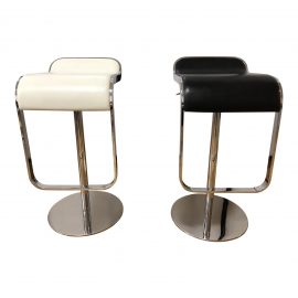 Pair of Black + White La Palma Lem Piston Style Stools