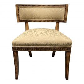 Curved Back Damask Print Side Chair