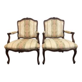 Vintage Style Fauteuil Chairs, a Pair