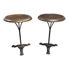 Restoration Hardware Circa 1900 French Brass Brasserie Tables - a Pair
