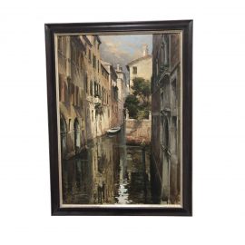 Vintage Original Oil on Canvas of a Canal in Venice. Original Price: $3,000