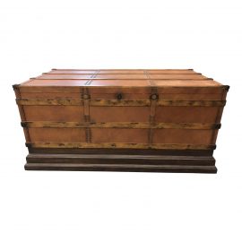 Wood + Leather Steamer Trunk Coffee Table