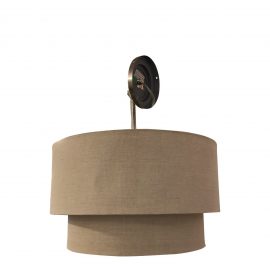 Restoration Hardware Two-Tier Round Linen Shade Light Pendant