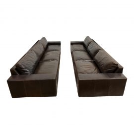 Custom Leather Three on Three Sofa- a Pair. Original Price: $20,000