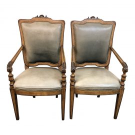 Minton-Spidell Pair of Rizzoli Leather Side Chairs