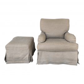 Custom Swivel Slipcover Armchair + Ottoman, by Lee Industries. Original Price: $3,300
