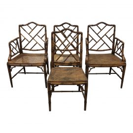 Chippendale Faux Bamboo Chairs - Set of Four
