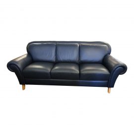 Navy Blue Leather Sofa by Chateaux L' Ax