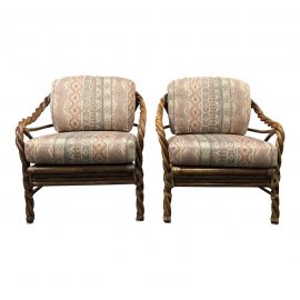 McGuire Mid-20th Century Twisted Arm Lounge Chairs- a Pair