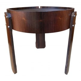 Mid-Century Rosewood +Leather Accent Table