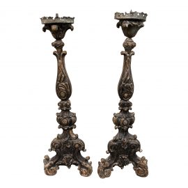 Vintage French Wood Candleholders - a Pair