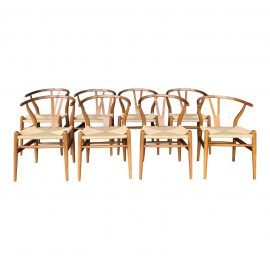 Wishbone Style Dining Room Chairs, Set of Eight Reproductions