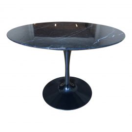 Black Carrera Marble Top Tulip Style Table. Original Price: $2,060