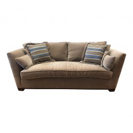 Custom Velvet Taupe + Feather Down Sofa. Original Price: $11,615