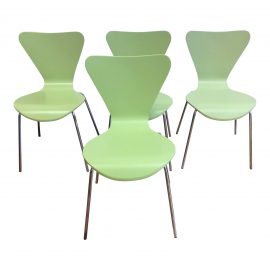 Room & Board Jake Mint Green Molded Stackable Chairs- Set of Four