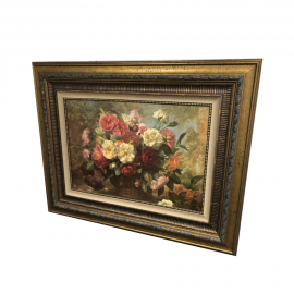 Decorative - Art Pice Depicting Bouquet Of Flowers In Gold Frame