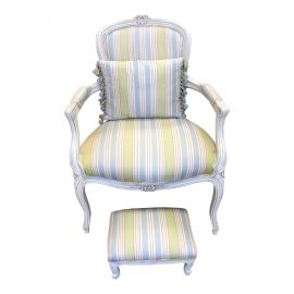 French Provincial Arm Chair + Foot Stool