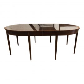 Baker Furniture Race Track Wood Dining Table+ Two Leafs